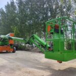 Articulated Boom Lift Boom lift stowed and ready for transport