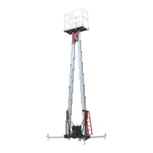 Home Double mast aluminium lift GTWY2 with the platform lowered