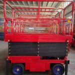 Mobile Scissor Lift Hand-push scissor lift with the outriggers extended