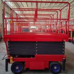 Mobile Scissor Lift Mobile scissor lift platform and guardrail