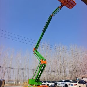 Diesel articulated boom lift with the boom raised